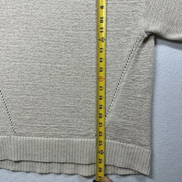 Banana Republic Slouchy Sweater Tee Women M Ivory Cream Cotton Blend Casual - Picture 7 of 9